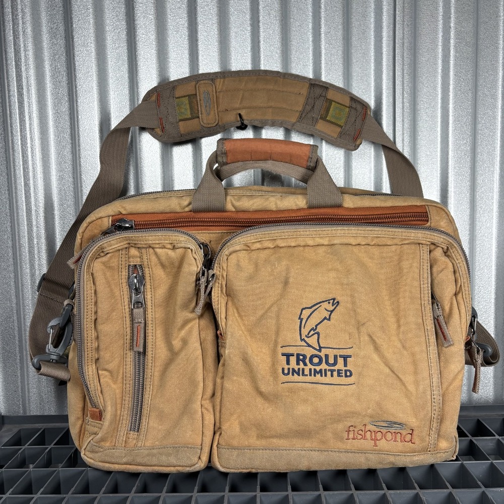 Fishpond Boulder Briefcase Backpack Trout Unlimited Tan Silt